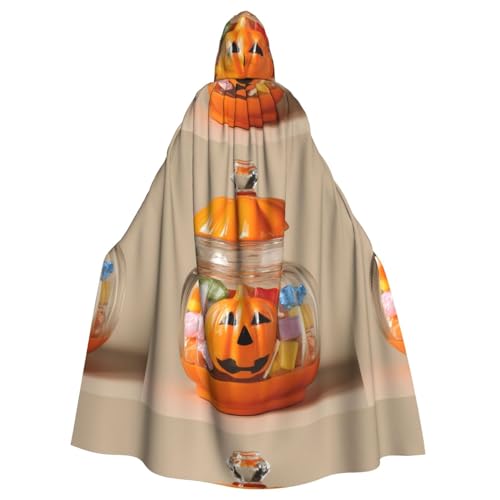 BROLEO Halloween-Kürbis-Süßigkeiten-Glasdruck, Halloween-Erwachsenen-Umhang mit Kapuze, ohne Reißverschluss, bequem für Kostümpartys BROLEO Halloween-Kürbis-Süßigkeiten-Glasdruck, Halloween-Erwachsenen-Umhang mit Kapuze, ohne Reißverschluss, bequem für Kostümpartys von BROLEO