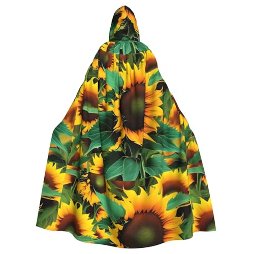 BROLEO Halloween-Umhang mit Sonnenblumen-Motiv, für Erwachsene, ohne Reißverschluss, bequem für Kostümpartys von BROLEO