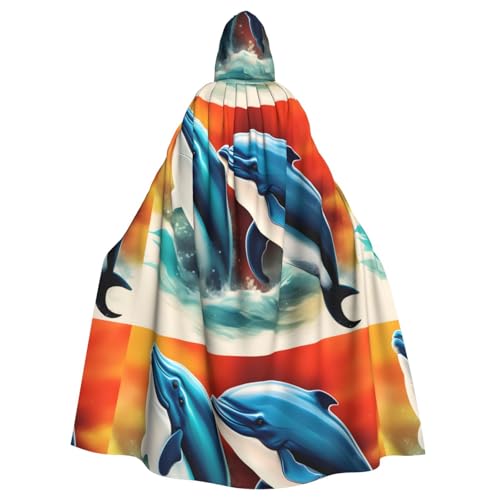 BROLEO Halloween-Umhang mit zwei Delfinen, mit Kapuze, kein Reißverschluss, bequem für Kostümpartys BROLEO Halloween-Umhang mit zwei Delfinen, mit Kapuze, kein Reißverschluss, bequem für Kostümpartys von BROLEO