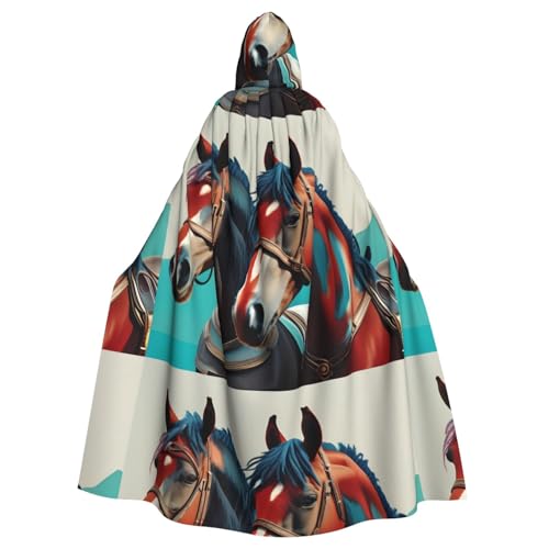 BROLEO Halloween-Umhang mit zwei Pferden, mit Kapuze, ohne Reißverschluss, bequem für Kostümpartys BROLEO Halloween-Umhang mit zwei Pferden, mit Kapuze, ohne Reißverschluss, bequem für Kostümpartys von BROLEO