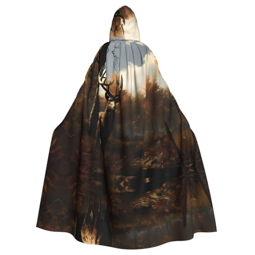 BROLEO Hirschjagd-Druck, Halloween-Umhang mit Kapuze für Erwachsene, für Kostümpartys und Themenveranstaltungen BROLEO Hirschjagd-Druck, Halloween-Umhang mit Kapuze für Erwachsene, für Kostümpartys und Themenveranstaltungen von BROLEO