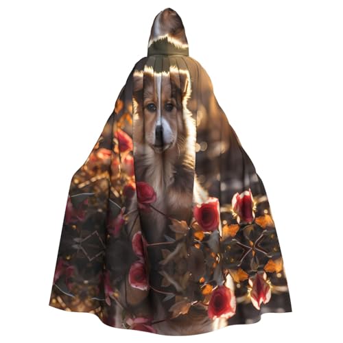 BROLEO Hunde- und Rosen-Aufdruck, Halloween-Umhang mit Kapuze, für Kostümpartys und Themenveranstaltungen BROLEO Hunde- und Rosen-Aufdruck, Halloween-Umhang mit Kapuze, für Kostümpartys und Themenveranstaltungen von BROLEO