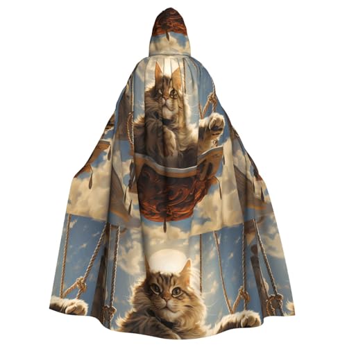 BROLEO Kätzchen auf der Schaukel Druck Halloween Erwachsene Kapuzenumhang Herren- und Damenbekleidung Mantel, Rollenspiel BROLEO Kätzchen auf der Schaukel Druck Halloween Erwachsene Kapuzenumhang Herren- und Damenbekleidung Mantel, Rollenspiel von BROLEO
