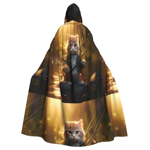BROLEO Kätzchen ist Fischerei-Druck, Halloween-Umhang mit Kapuze, für Erwachsene und Herren von BROLEO