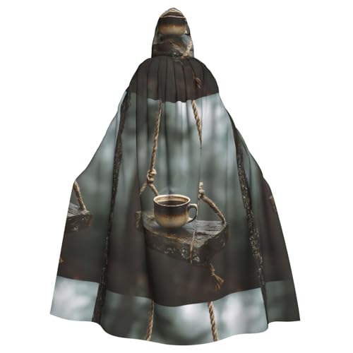 BROLEO Kaffee auf der Schaukel Bedruckt Halloween Erwachsene Kapuzenumhang ohne Reißverschluss, bequem für Kostümpartys BROLEO Kaffee auf der Schaukel Bedruckt Halloween Erwachsene Kapuzenumhang ohne Reißverschluss, bequem für Kostümpartys von BROLEO