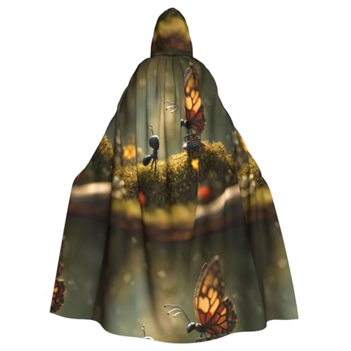 BROLEO Kapuzenumhang für Damen und Herren, Motiv: kleine Ameise und Schmetterling, für Halloween, Erwachsene, Rollenspiel von BROLEO