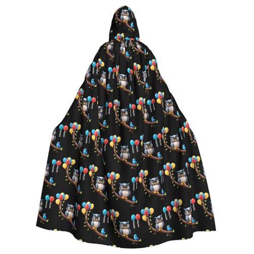 BROLEO Kapuzenumhang mit Eule, Spielzeug in der Ecke, bedruckt, Halloween, Erwachsene, für Herren und Damen, Mantel, Rollenspiel von BROLEO