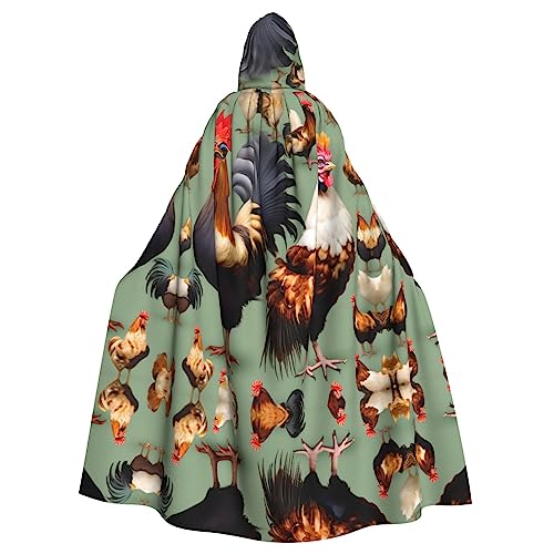 BROLEO Kapuzenumhang mit Hahn- und Huhn-Aufdruck, Halloween, Erwachsene, für Kostümpartys und Themenveranstaltungen BROLEO Kapuzenumhang mit Hahn- und Huhn-Aufdruck, Halloween, Erwachsene, für Kostümpartys und Themenveranstaltungen von BROLEO