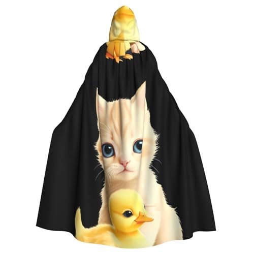 BROLEO Kapuzenumhang mit Kätzchen-Motiv, für Halloween, Erwachsene, ohne Reißverschluss, bequem für Kostümpartys von BROLEO