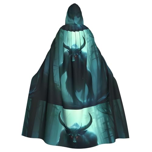 BROLEO Kapuzenumhang mit Kuh-Horne-Motiv, für Halloween, Erwachsene, für Herren und Damen, Mantel, Rollenspiel BROLEO Kapuzenumhang mit Kuh-Horne-Motiv, für Halloween, Erwachsene, für Herren und Damen, Mantel, Rollenspiel von BROLEO