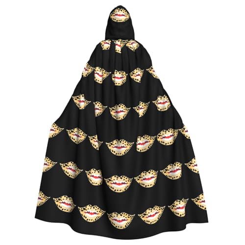 BROLEO Kapuzenumhang mit Leopardenmuster, Lippen, Halloween, Erwachsene, ohne Reißverschluss, bequem für Kostümpartys BROLEO Kapuzenumhang mit Leopardenmuster, Lippen, Halloween, Erwachsene, ohne Reißverschluss, bequem für Kostümpartys von BROLEO