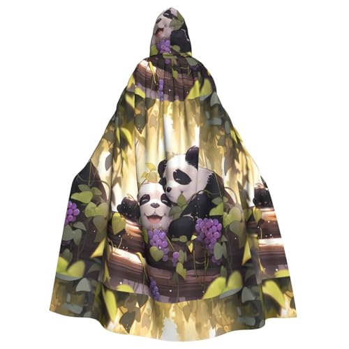 BROLEO Kapuzenumhang mit Panda-Motiv in den Reben, für Erwachsene, ohne Reißverschluss, bequem für Kostümpartys von BROLEO