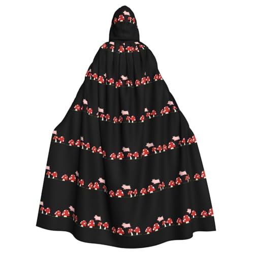 BROLEO Kapuzenumhang mit Schwein, das auf Pilzen springt, für Halloween, Erwachsene, für Kostümpartys und Themenveranstaltungen BROLEO Kapuzenumhang mit Schwein, das auf Pilzen springt, für Halloween, Erwachsene, für Kostümpartys und Themenveranstaltungen von BROLEO