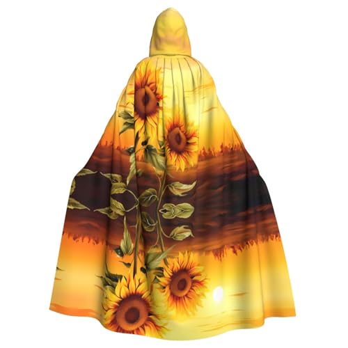 BROLEO Kapuzenumhang mit Sonnenblume bei Sonnenuntergang, für Halloween, Erwachsene, für Kostümpartys und Themenveranstaltungen BROLEO Kapuzenumhang mit Sonnenblume bei Sonnenuntergang, für Halloween, Erwachsene, für Kostümpartys und Themenveranstaltungen von BROLEO