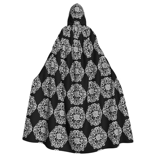 BROLEO Kapuzenumhang mit Spitzendruck, für Halloween, Erwachsene, ohne Reißverschluss, bequem für Kostümpartys von BROLEO