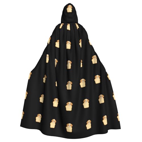 BROLEO Kapuzenumhang mit Welpe im Brot, bedruckt, Halloween, Erwachsene, für Herren und Damen, Mantel, Rollenspiel BROLEO Kapuzenumhang mit Welpe im Brot, bedruckt, Halloween, Erwachsene, für Herren und Damen, Mantel, Rollenspiel von BROLEO