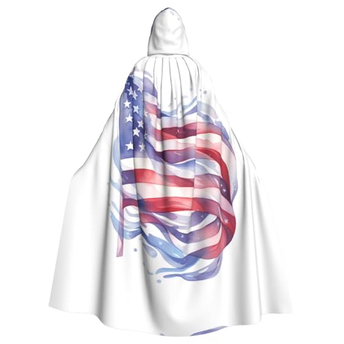 BROLEO Kapuzenumhang mit amerikanischer Flagge, für Halloween, Erwachsene, für Kostümpartys und Themenveranstaltungen BROLEO Kapuzenumhang mit amerikanischer Flagge, für Halloween, Erwachsene, für Kostümpartys und Themenveranstaltungen von BROLEO