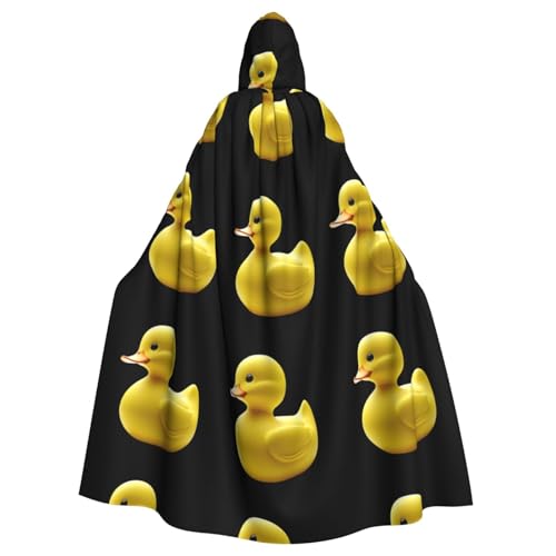 BROLEO Kapuzenumhang mit flachem Mund, kleine gelbe Ente bedruckt, Halloween, Erwachsene, für Herren und Damen, Kleidung, Mantel, Rollenspiel von BROLEO