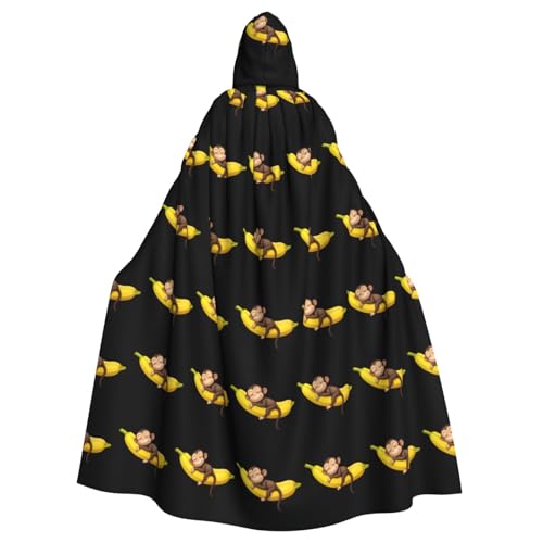 BROLEO Kleiner Affe schläft auf einer Banane Druck Halloween Erwachsene Kapuzenumhang Umhang ohne Reißverschluss, bequem für Kostümpartys BROLEO Kleiner Affe schläft auf einer Banane Druck Halloween Erwachsene Kapuzenumhang Umhang ohne Reißverschluss, bequem für Kostümpartys von BROLEO