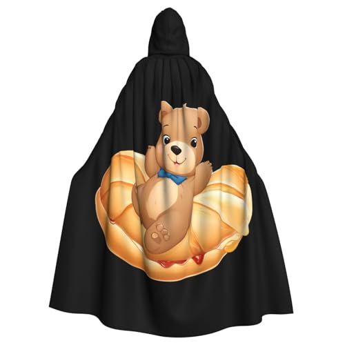 BROLEO Kleiner Bär auf Croissant-Druck, Halloween, Erwachsenen-Kapuzenumhang, Herren- und Damenbekleidung, Mantel, Rollenspiel BROLEO Kleiner Bär auf Croissant-Druck, Halloween, Erwachsenen-Kapuzenumhang, Herren- und Damenbekleidung, Mantel, Rollenspiel von BROLEO