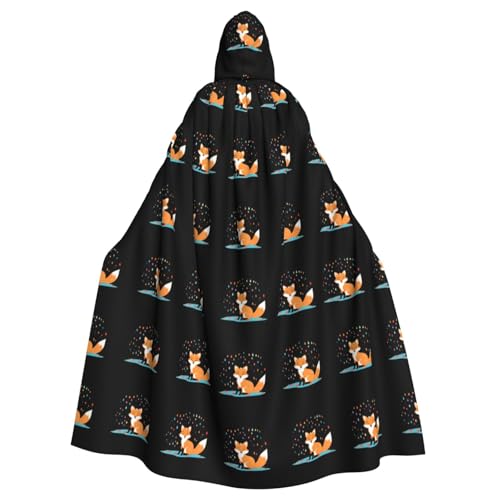 BROLEO Kleiner Fuchs unter bunten Regentropfen-Drucken, Halloween-Umhang für Erwachsene, ohne Reißverschluss, bequem für Kostümpartys BROLEO Kleiner Fuchs unter bunten Regentropfen-Drucken, Halloween-Umhang für Erwachsene, ohne Reißverschluss, bequem für Kostümpartys von BROLEO