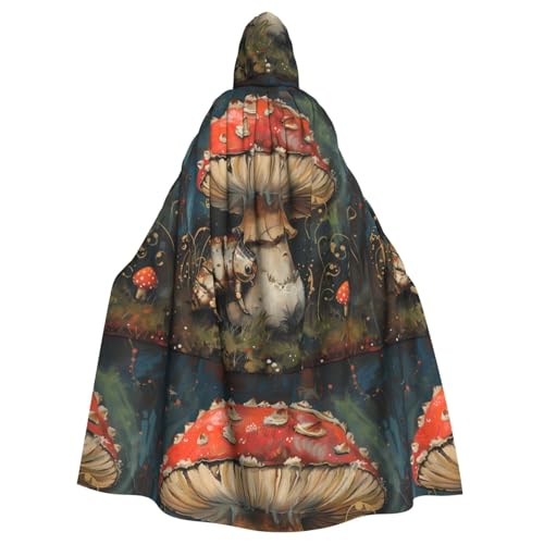 BROLEO Kleiner Marienkäfer unter Pilzdruck, Halloween-Umhang für Erwachsene, mit Kapuze, für Herren und Damen, Mantel, Rollenspiel von BROLEO