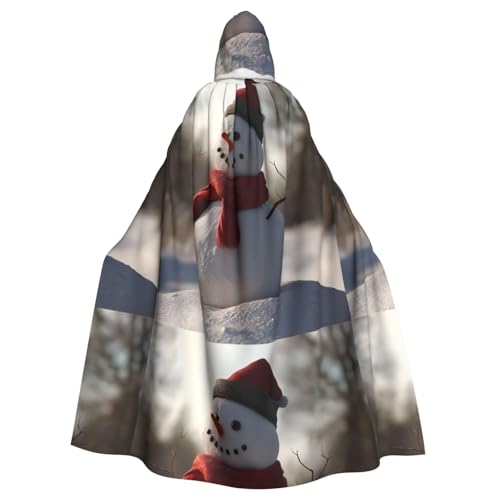 BROLEO Kleiner Schneemann im Wald, bedruckt, Halloween, Erwachsenen-Kapuzenumhang, Herren- und Damenbekleidung, Mantel, Rollenspiel von BROLEO