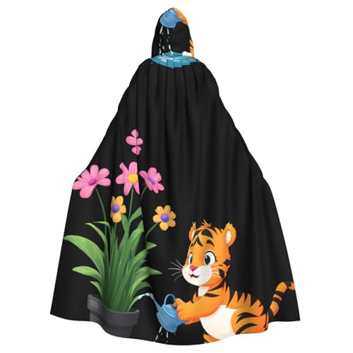 BROLEO Kleiner Tiger, Blumendruck, Halloween-Umhang mit Kapuze, ohne Reißverschluss, bequem für Kostümpartys BROLEO Kleiner Tiger, Blumendruck, Halloween-Umhang mit Kapuze, ohne Reißverschluss, bequem für Kostümpartys von BROLEO
