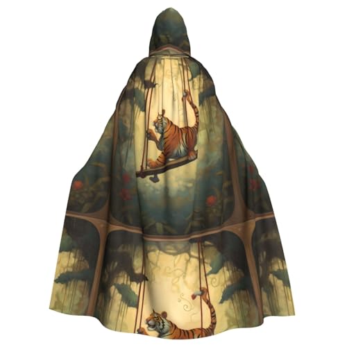 BROLEO Kleiner Tiger auf der Schaukel Druck Halloween Erwachsene Kapuzenumhang Herren- und Damenbekleidung Mantel, Rollenspiel BROLEO Kleiner Tiger auf der Schaukel Druck Halloween Erwachsene Kapuzenumhang Herren- und Damenbekleidung Mantel, Rollenspiel von BROLEO