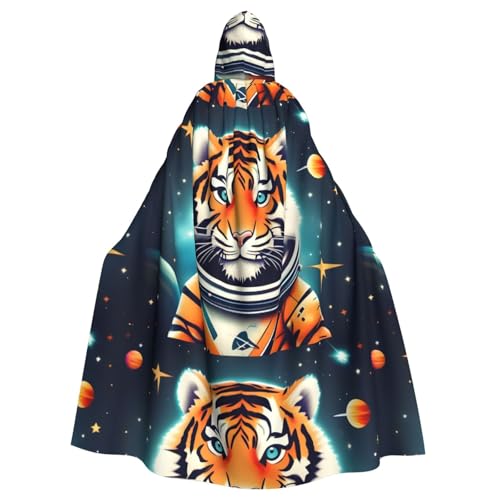 BROLEO Kleiner Tiger im Weltraum druckt Halloween Erwachsene Kapuzenumhang ohne Reißverschluss, bequem für Kostümpartys BROLEO Kleiner Tiger im Weltraum druckt Halloween Erwachsene Kapuzenumhang ohne Reißverschluss, bequem für Kostümpartys von BROLEO