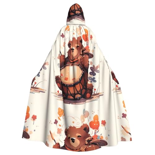 BROLEO Kleiner brauner Bär, der Schlagzeug spielt, bedruckt, Halloween, Erwachsenen-Kapuzenumhang, Herren- und Damenbekleidung, Mantel, Rollenspiel BROLEO Kleiner brauner Bär, der Schlagzeug spielt, bedruckt, Halloween, Erwachsenen-Kapuzenumhang, Herren- und Damenbekleidung, Mantel, Rollenspiel von BROLEO