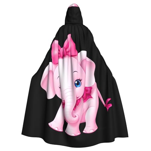 BROLEO Kleiner rosa Elefant mit Schleife, für Halloween, Erwachsene, Kapuzenumhang für Herren und Damen, Mantel, Rollenspiel von BROLEO