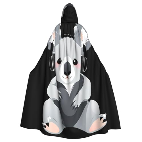 BROLEO Koala Hören Musik Druck Halloween Erwachsene Kapuzenumhang Herren und Damen Kleidung Mantel Rollenspiel BROLEO Koala Hören Musik Druck Halloween Erwachsene Kapuzenumhang Herren und Damen Kleidung Mantel Rollenspiel von BROLEO