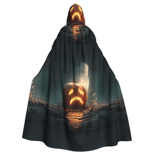 BROLEO Kürbis-Gesichtsabdruck, Halloween-Umhang mit Kapuze, kein Reißverschluss, bequem für Kostümpartys von BROLEO