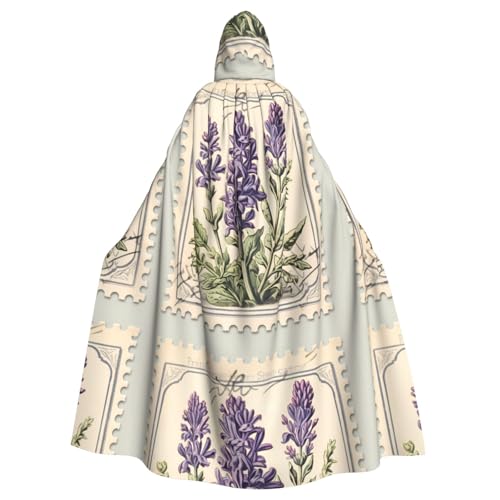 BROLEO Lavendel-Stempel-Druck, Halloween, Erwachsenen-Kapuzenumhang, Herren- und Damenbekleidung, Mantel, Rollenspiel von BROLEO