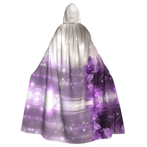 BROLEO Lila Iris Prints Halloween Erwachsene Kapuzenumhang für Kostümpartys und Themenveranstaltungen von BROLEO