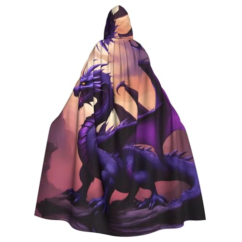 BROLEO Lila und Dragons Prints Halloween Erwachsene Kapuzenumhang für Kostümpartys und Themenveranstaltungen von BROLEO