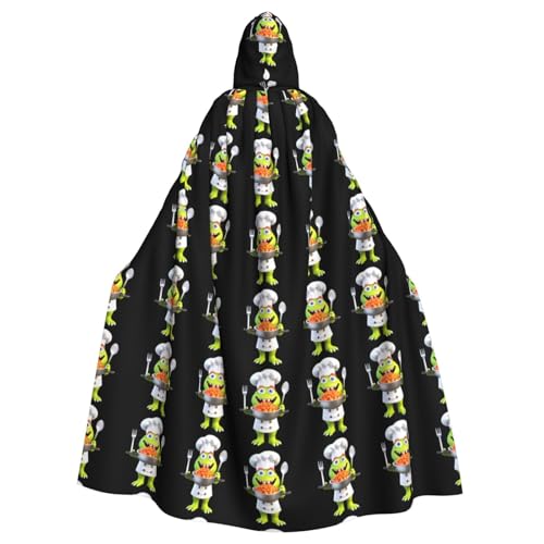 BROLEO Little Monster Cooking Prints Halloween Erwachsene Kapuzenumhang ohne Reißverschluss, bequem für Kostümpartys von BROLEO