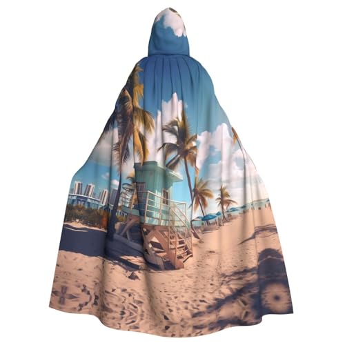 BROLEO Miami Beach, Florida Prints Halloween Erwachsene Kapuzenumhang für Kostümpartys und Themenveranstaltungen von BROLEO