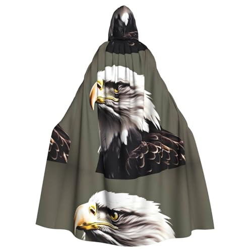 BROLEO Mighty Weißkopfseeadleraufdruck, Halloween-Umhang mit Kapuze, ohne Reißverschluss, bequem für Kostümpartys BROLEO Mighty Weißkopfseeadleraufdruck, Halloween-Umhang mit Kapuze, ohne Reißverschluss, bequem für Kostümpartys von BROLEO