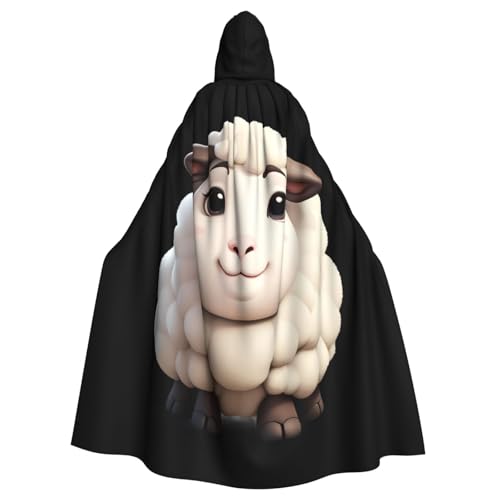 BROLEO Molliges kleines Schaf, bedruckt, Halloween, Erwachsenen-Kapuzenumhang, Herren- und Damenbekleidung, Mantel, Rollenspiel von BROLEO