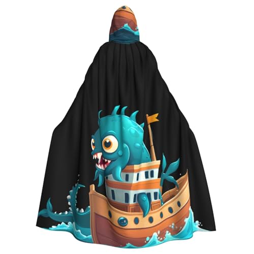 BROLEO Monster-befallenes Boot-Druck-Halloween-Kapuzenumhang für Erwachsene, ohne Reißverschluss, bequem für Kostümpartys von BROLEO