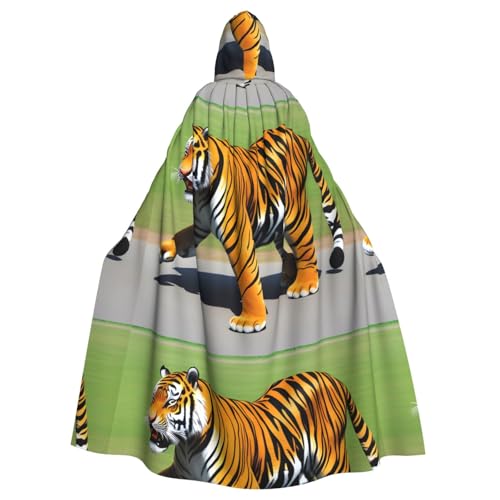 BROLEO Mr. Dancing Tiger Prints Halloween Erwachsene Kapuzenumhang ohne Reißverschluss, bequem für Kostümpartys BROLEO Mr. Dancing Tiger Prints Halloween Erwachsene Kapuzenumhang ohne Reißverschluss, bequem für Kostümpartys von BROLEO
