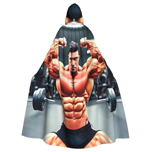 BROLEO Muscle Show Druck Halloween Erwachsene Kapuzenumhang Herren und Damen Kleidung Mantle Rollenspiel von BROLEO
