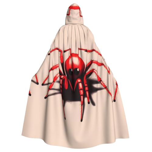 BROLEO Niedlicher kleiner roter Spinnen-Aufdruck, Halloween-Umhang mit Kapuze für Erwachsene, für Kostümpartys und Themenveranstaltungen BROLEO Niedlicher kleiner roter Spinnen-Aufdruck, Halloween-Umhang mit Kapuze für Erwachsene, für Kostümpartys und Themenveranstaltungen von BROLEO
