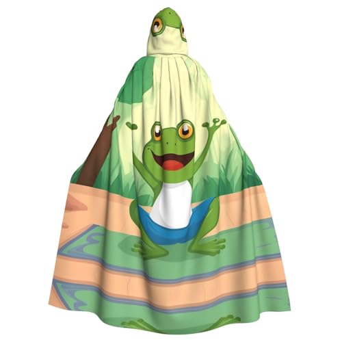 BROLEO Niedlicher lustiger Frosch-Yoga-Druck für Halloween, Erwachsene, Kapuzenumhang für Kostümpartys und Themenveranstaltungen BROLEO Niedlicher lustiger Frosch-Yoga-Druck für Halloween, Erwachsene, Kapuzenumhang für Kostümpartys und Themenveranstaltungen von BROLEO