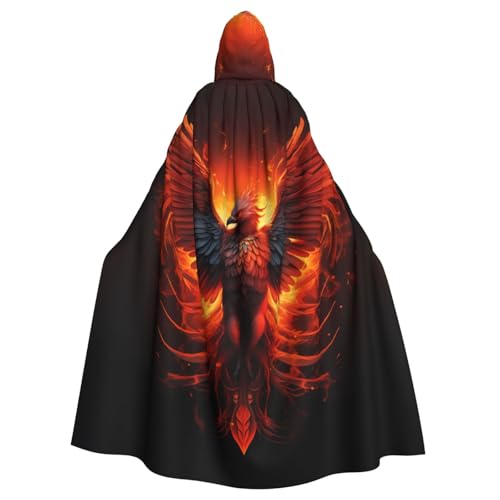 BROLEO Orange-roter Phoenix-Aufdruck, Halloween-Umhang mit Kapuze für Erwachsene, für Kostümpartys und Themenveranstaltungen BROLEO Orange-roter Phoenix-Aufdruck, Halloween-Umhang mit Kapuze für Erwachsene, für Kostümpartys und Themenveranstaltungen von BROLEO