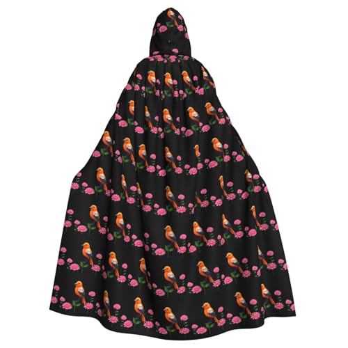 BROLEO Oranger Vogel unter den Blumen, Halloween-Umhang mit Kapuze für Erwachsene, für Kostümpartys und Themenveranstaltungen BROLEO Oranger Vogel unter den Blumen, Halloween-Umhang mit Kapuze für Erwachsene, für Kostümpartys und Themenveranstaltungen von BROLEO