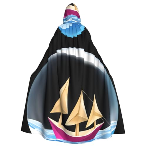BROLEO Origami-Boot in der Kristallkugel-Druck, Halloween-Umhang mit Kapuze, ohne Reißverschluss, bequem für Kostümpartys von BROLEO