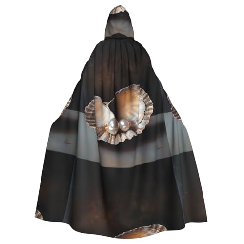 BROLEO Pearl In The Shell Printing Halloween Adult Hooded Cape Men And Women'S Clothing Mantle Role-Playing von BROLEO